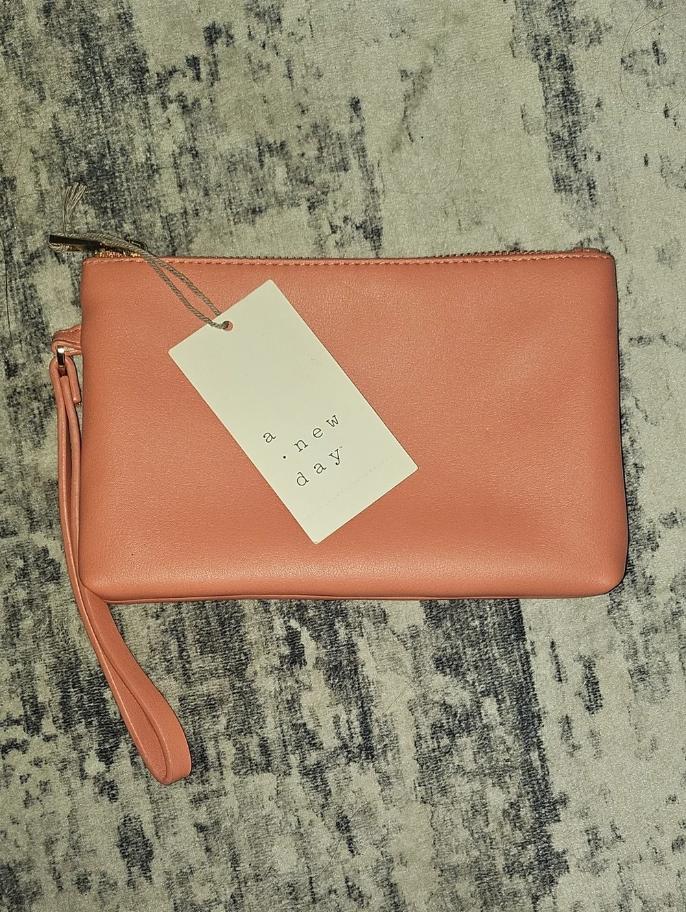 🟢 a new day Coral Faux-Leather Wristlet Clutch